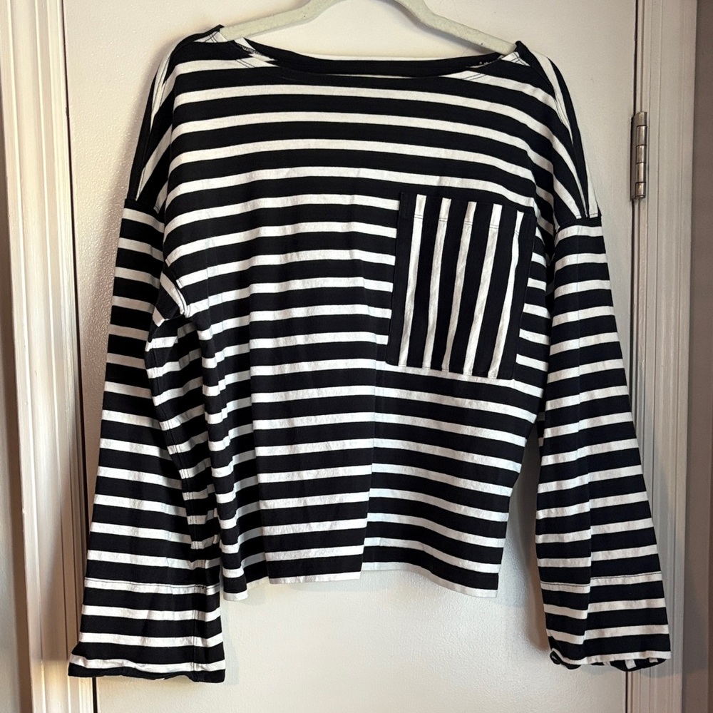 Everlane Black & White Striped Tee